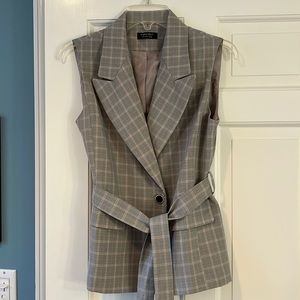 Forcast plaid belted vest